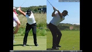 Jon Rahm golf swing  Long Iron faceon amp downtheline July 2017 [upl. by Htezzil]