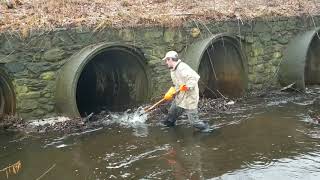 Clearing A Massive Culvert Clog UNCUT [upl. by Ketty618]