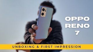 OPPO Reno 7 5G Unboxing amp First Impression  English Review [upl. by Rheims]