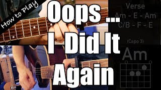 How to play  Oops I Did It Again  Britney Spears  guitar chords [upl. by Eyr]