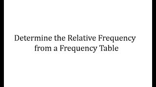 Determine the Relative Frequency from a Frequency Table [upl. by Latsirc]