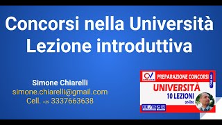 Concorsi nella Università  lezione introduttiva pubblica 24012021 [upl. by Robbi634]