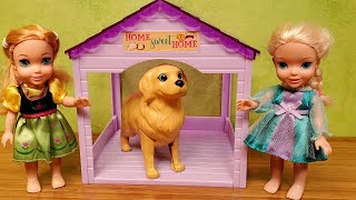 Pet Vet  Elsa amp Anna toddlers take their dog to Barbie the doctor [upl. by Arriaes841]