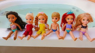 Elsa and Anna toddlers pool party and challenges [upl. by Gore339]