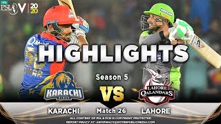 Lahore Qalandars vs Karachi Kings  Full Match Highlights  Match 26  12 March  HBL PSL 2020  MA2 [upl. by Nilrev864]