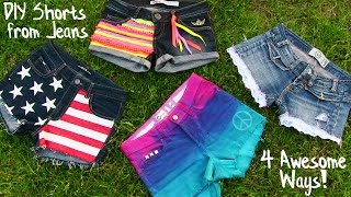 DIY Clothes 4 DIY Shorts Projects from Jeans Easy [upl. by Anahcar906]