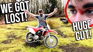 Bleeding amp LOST IN THE WOODS PitBike FAILURE [upl. by Bobbette638]