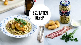 DICKE BOHNEN MIT SPECK  5 ZUTATEN REZEPT [upl. by Ribal111]