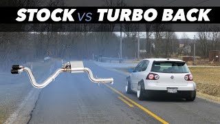 VW MK5 GTI Valved Turbo Back Exhaust Sound Comparison  ECS Tuning [upl. by Elletnuahs113]