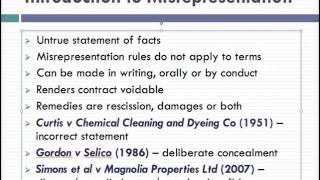 Misrepresentation Lecture 1 of 4 [upl. by Benoite357]