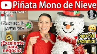 Cómo hacer una PIÑATA de MONO DE NIEVE o MUÑECO DE NIEVE  VickyRecetaFacil [upl. by Anaitat111]