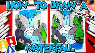 How To Draw A Waterfall Landscape  CampYouTube Draw WithMe [upl. by Jepson817]