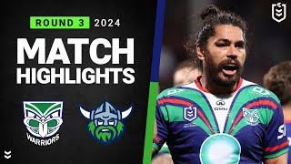 NRL 2024  Warriors v Raiders  Match Highlights [upl. by Enelyw455]