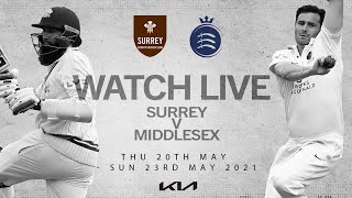 Live LV County Championship  Surrey v Middlesex Day 3 [upl. by Dnomyaw]